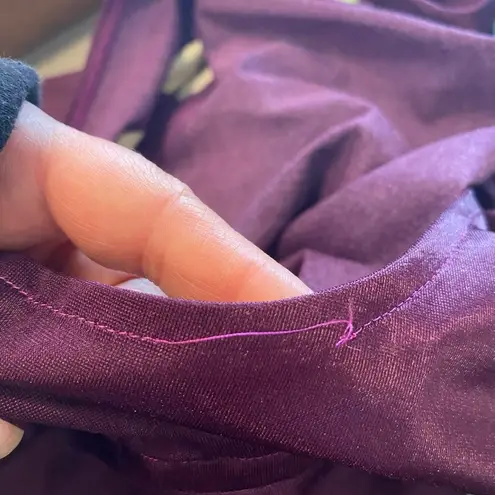 Vintage 70s 80s Bullocks long sleeve midi Purple Dress with Lime Accents Size 12