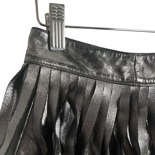 ALLSAINTS Aisha Silver Metallic Fringe Leather Mini Skirt Size 2