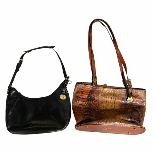 Brahmin Vintage Black Leather and Toasted Almond Women's Handbag Set