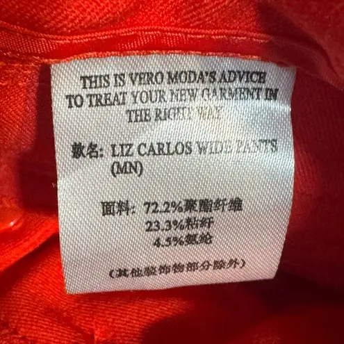 VERO MODA Liz Carlos Wide-Leg Pants Red w/ Floral Belt NWT Women’s Medium