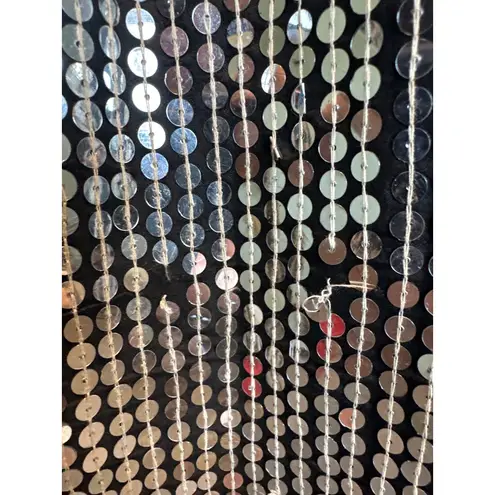 New Trends Vintage Sequin Blouse Medium Black Silver Beaded Glam Party Chic Top