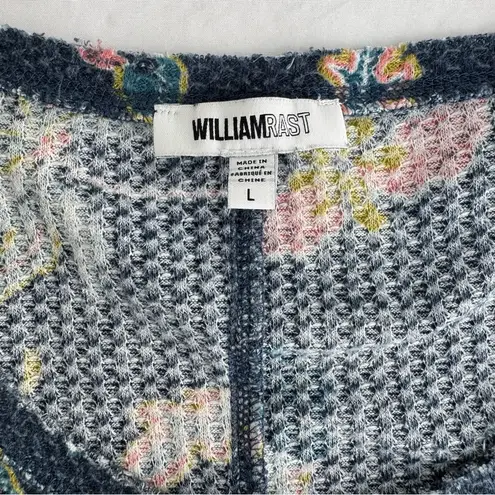 William Rast Women's Geneva Henley Top Blue Floral