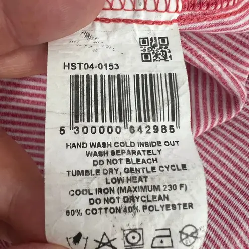 Hot Kiss Women's Pin Striped Red V-Neck Short Sleeve Top Size XL Lightweight