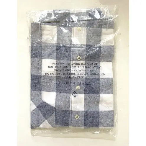 UNTUCKit Plaid Button Down Collared Blouse Shirt Navy Blue White Size 10 NEW