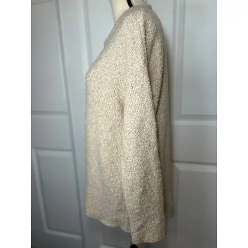 Pure Jill Wool Blend Boucle Knit Sweater Beige Textured Crewneck Pullover Small