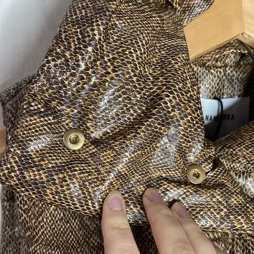 Nanushka Morillo Brown Snake Vinyl Puffer Vest size M Size M