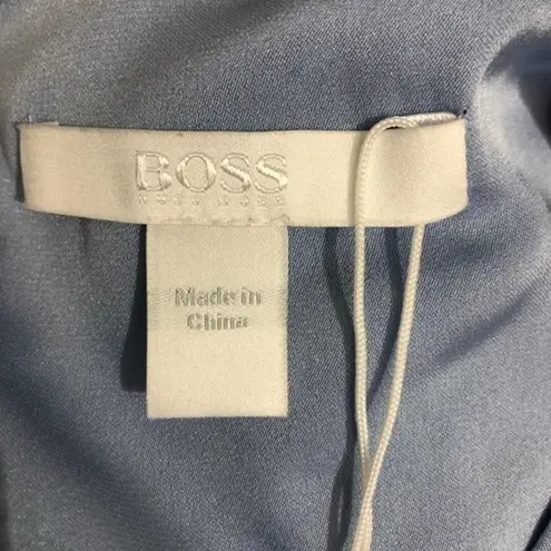 Hugo Boss BOSS  Iome Slit Detail Stretch Silk Blouse Top In Sky Blue Size 4