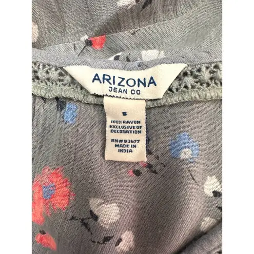 Arizona Jeans Arizona Jean Company Bell Sleeve Gray Floral All Rayon Crop Top Blouse Size S