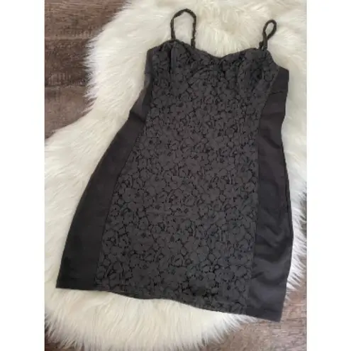 American Eagle  Black Floral Lace Sleeveless Tank Bodycon Mini Dress Size 8