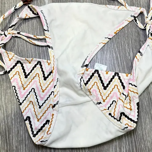 Eberjay Eberjey Pastel Pink Brown Orange Chevron Zig-Zag Striped Beaded String Bikini M