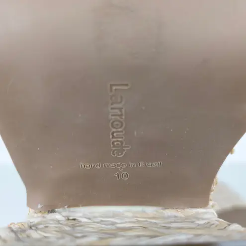 LARROUDE Carmen Raffia Platform Heeled Sandal Beige Open Toe Women's 10 Tan