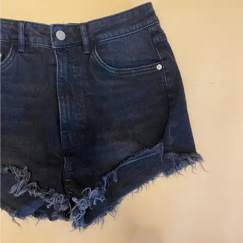 ZARA  Black High Rise Distressed Denim Shorts Size 6