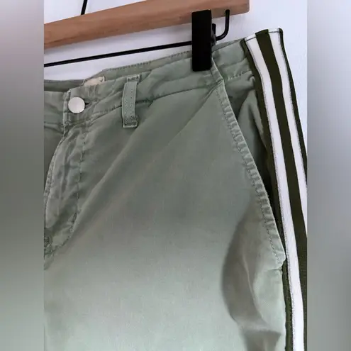 L'Agence Jem Brigade Denim Cropped Trouser Side Stripe Pants in green Size 27