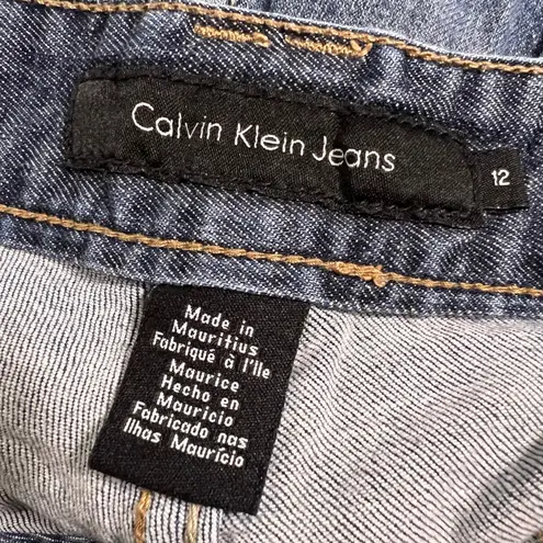 Calvin Klein Jeans Womens Denim Blue Jean Bermuda Shorts Dark Wash Rolled Cuffs