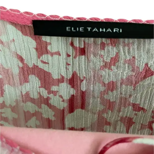 Elie Tahari Floral Sheer Silk Long Sleeve Tunic Blouse Swim Cover Small