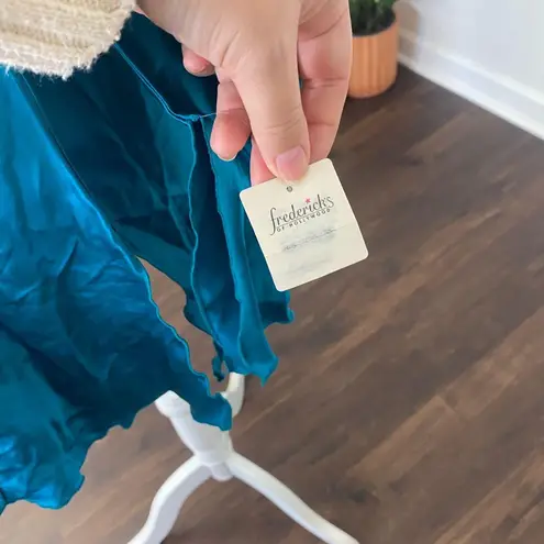 Frederick's of Hollywood Deadstock Teal Ethereal Frilly Ruffle Silk Dress Top M