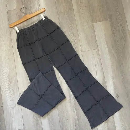 Grunge Flare Pants cotton nepal check womens Gray small witchy dark patchwork