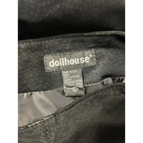 Dollhouse Women’s Y2K Black Leather Suede Lined Mini Skirt Size Large Zip Back