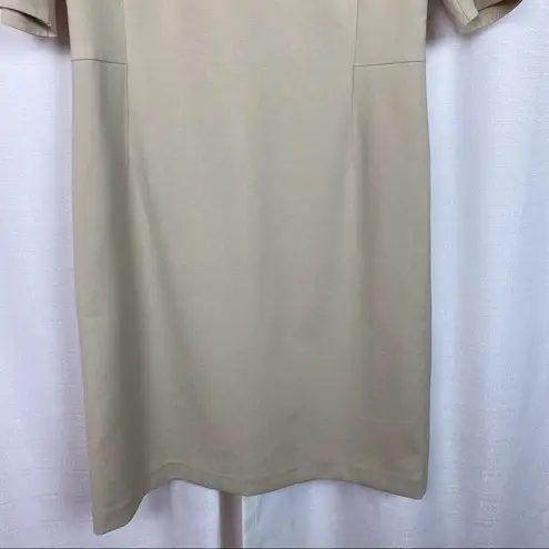 Akris Beige Cream Short Sleeve Midi Sheath Dress Sz.10