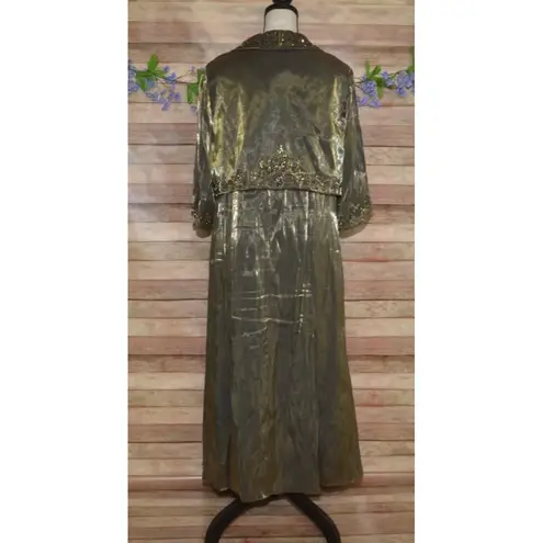 Alex Evenings ALEX Evening Formal Dress Jacket Green Iridescent Bead 18WP Mother of the Bride