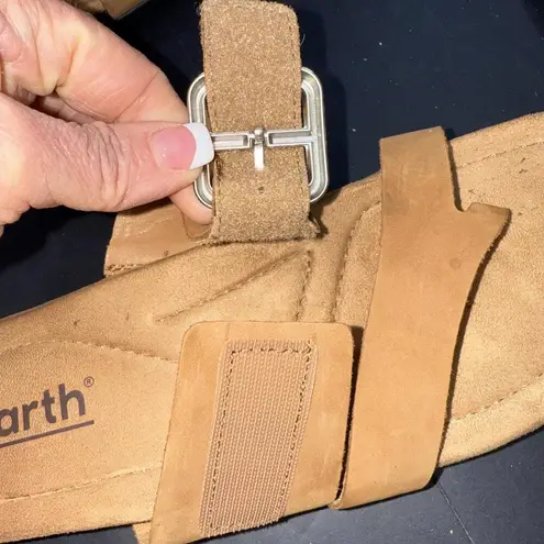 Earth Origins Earth Brown Leather & Cork Comfort Cushioned Strappy Slip-on Casual Sandals 8.5M