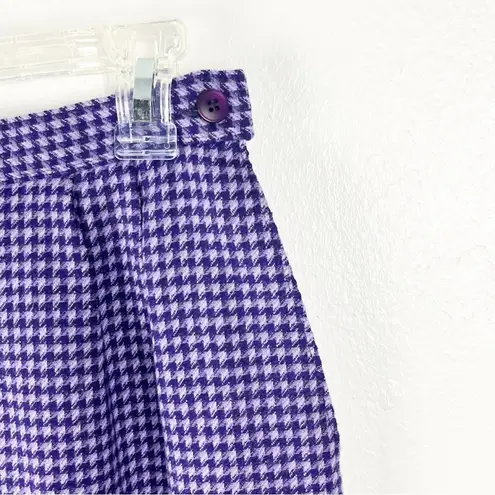 Pendleton  100% Virgin Wool Purple Houndstooth Plaid Pockets Lined Skirt, Size 8