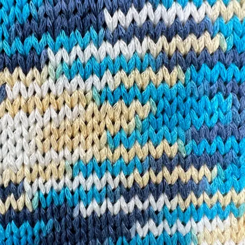 Mahina Knit Maxi Dress Sleeveless Blue White Crochet Cover Up Beach Size Large