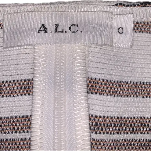 ALC Frank ALC Structured Cream Black Woven Stripes Asymmetrical Sleeveless Crop Top 0