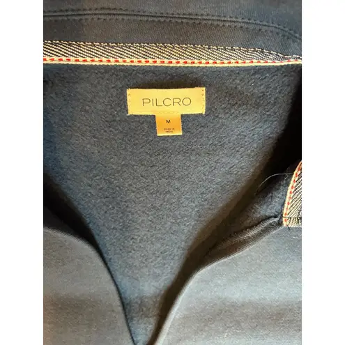 Pilcro ANTHROPOLOGIE Blue Johnny Collar Pullover Roomy Sweatshirt Women's MEDIUM