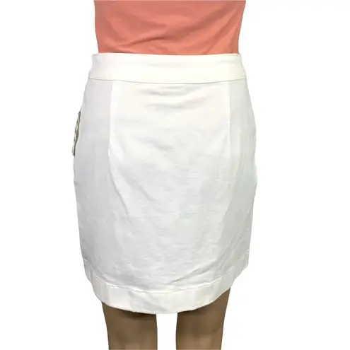 Maison Jules Womens Skirt Denim Blue Jean Button Down Straight White Size 0