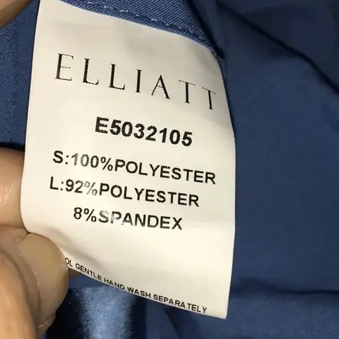 Elliatt Revolve Cassini One-Shoulder Satin Ruched Gown Dress Slit Blue Formal XS