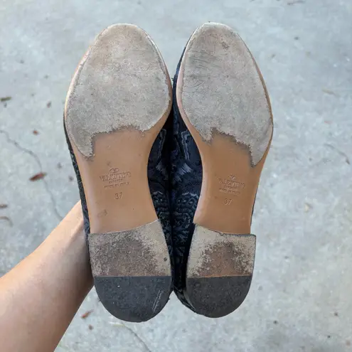 Valentino Garavani Valentino Rockstud Camu butterfly embroidered smoking slippers loafers flats 37