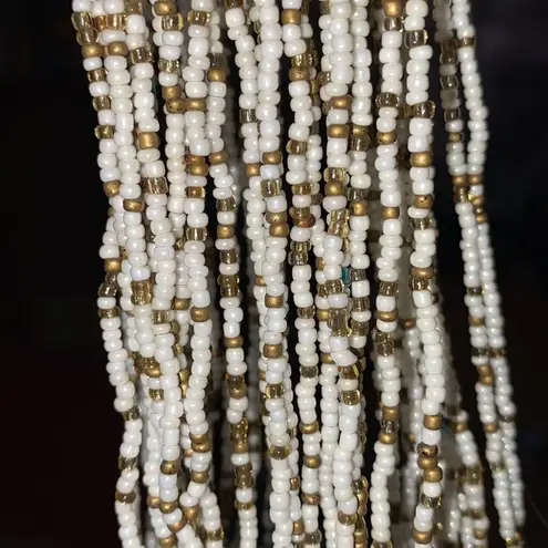 Seed Bead Wrap Long Open End Lariat Tassel Necklace White