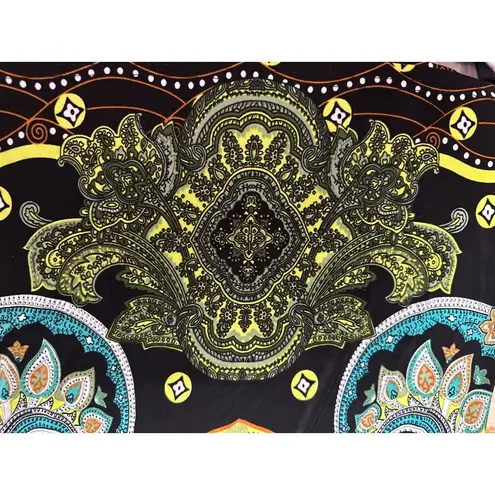 5th & Love 5th Love Large Turquoise Lime Green Black Printed Boho Dress Summer Vacation