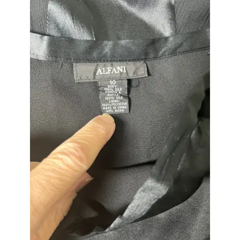 Alfani Whimsygoth Silk Bias Midi Skirt Ruffle Hem Black Godet Flowy Women 10