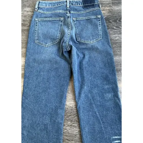 AMO Denim Chloe Crop Pant in Crush Size 27 Bella Crop High Rise Straight Ankle Blue