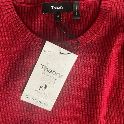 Theory  Ribbed Crewneck Short Sleeve Sweater Dress, Red, Size M New w/Tag - Image 6