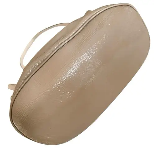 Michael Kors Jet Set Beige Patent Leather Shoulder Tote Bag Nude Tan