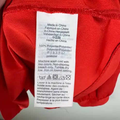 J.Crew Red Blouse Large Long Sleeve Keyhole Office Holiday Workwear Romantic