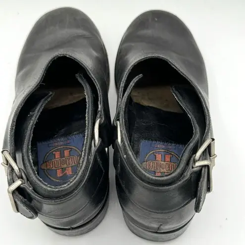 NANA Vintage Late 80s Early 90s Black Leather Single Buckle Shoes Size UK 4 US 6