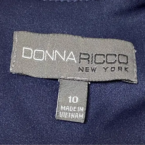 Donna Ricco Tropical Floral Cupcake Hem Scuba Sheath Dress Navy Size 10