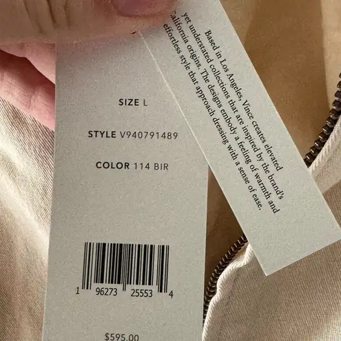 Vince ‎ Linen Blend Bomber Jacket Large Birch Beige NEW Chore Jacket Minimalist - Image 7