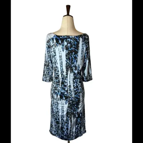 Carmen Marc Valvo Boat Neck Jersey Knit Ruched Sheath Dress Size 6