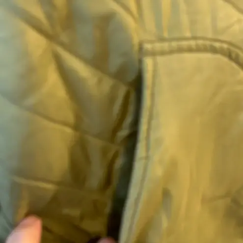 Lena Jeans Women Quilted Vest Olive Green Puffer Fleece Lined Zip Pockets Medium