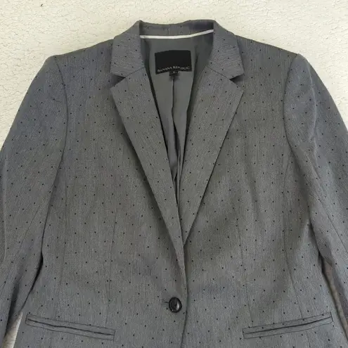 Banana Republic  Luxe Brushed Mini Dot One Button Blazer Jacket Gray Women's 6