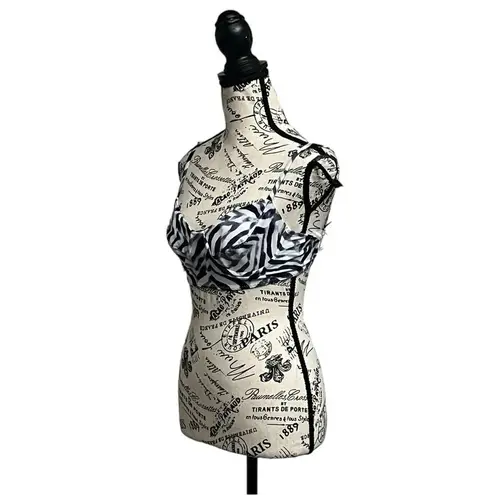 Norma Kamali X Underwire Bikini Top Blue White Chevron Strappy Outdoor Beach XXS