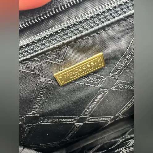 VTG MINOBOSSI Shoulder Bag Black Leather Made In Italy