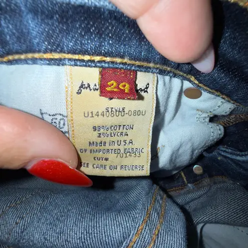 Seven for All Mankind Boy Cut Bootcut Jeans 29 Dark Wash Low Rise Buttonfly Y2K Blue