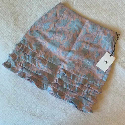 LPA NWT Ruffled Jacquard Floral Mini Skirt Lavender XS