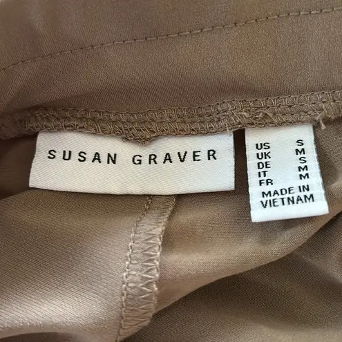 Susan Graver Regular Liquid Knit Pull-On Cargo Pants Taupe Size S Stretch Slinky